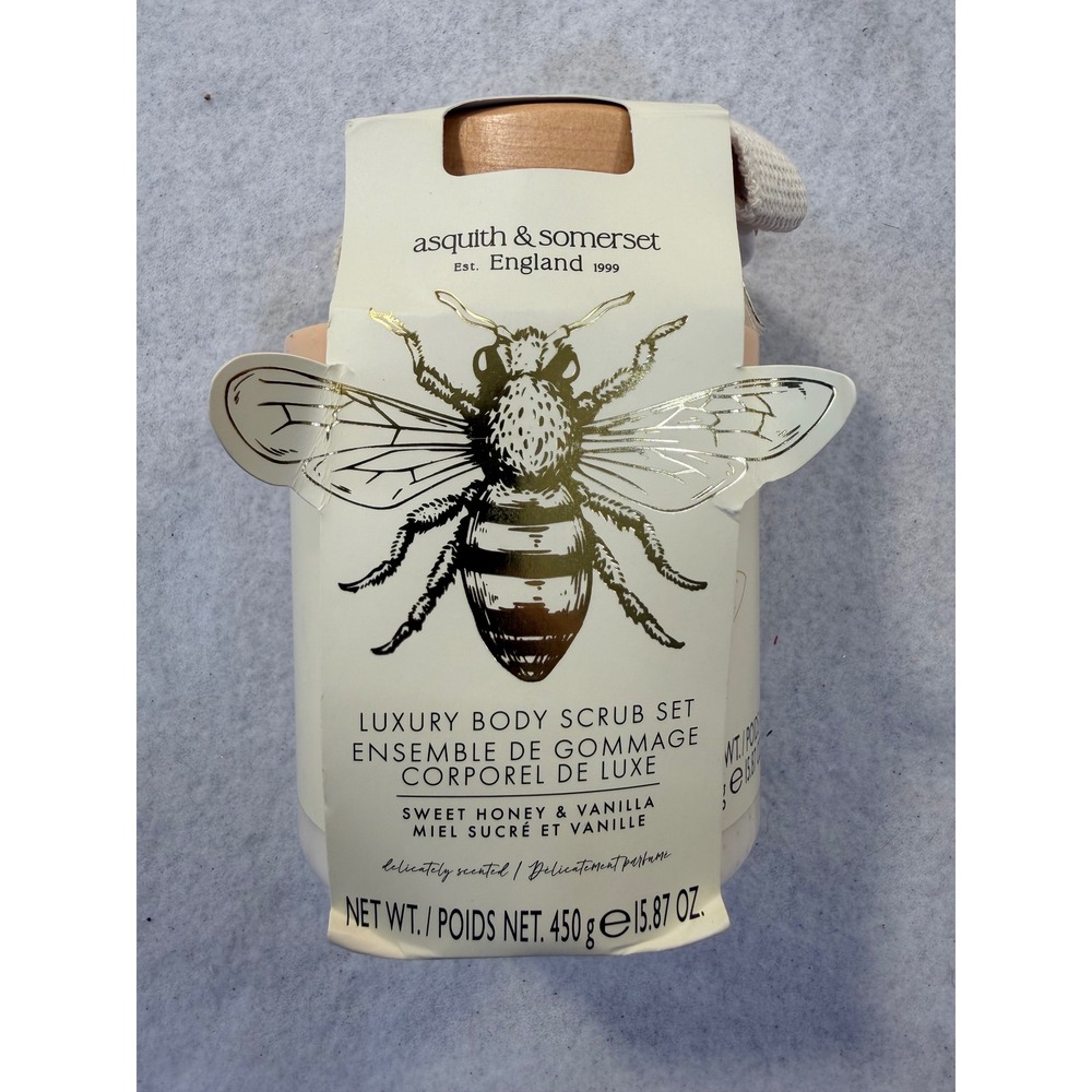 Asquith & Somerset Luxury Body Scrub Set Sweet Honey & Vanilla 450g W/ Brush New